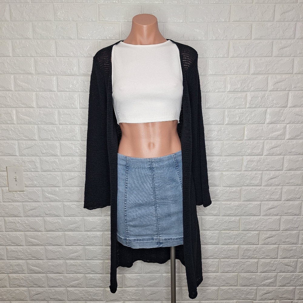 ARDEN B Navy Knit Open Cardigan Bell Sleeve Sweater